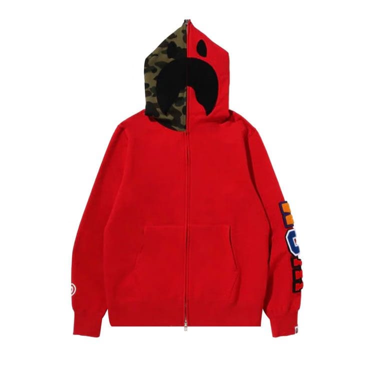 BAPE Detachable Shark Full Zip Hoodie Red