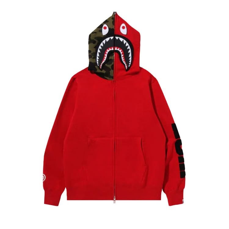 BAPE Detachable Shark Full Zip Hoodie Red