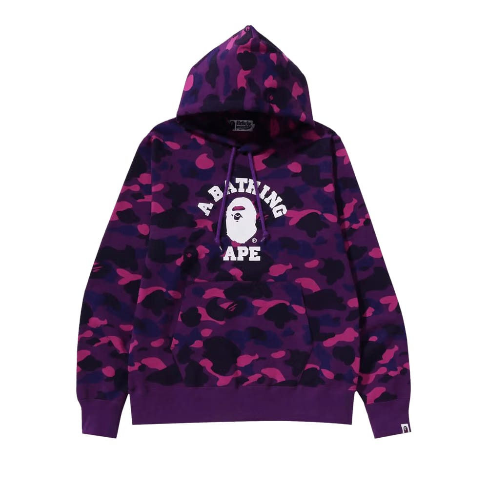 BAPE Color Camo College Pullover Hoodie Purple