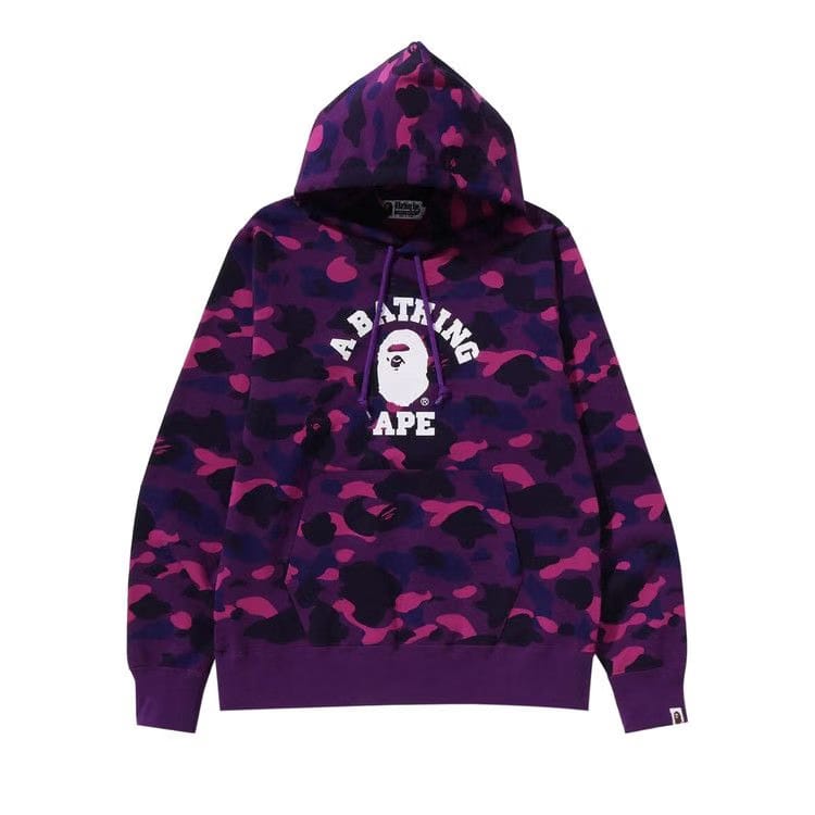 BAPE Color Camo College Pullover Hoodie Purple