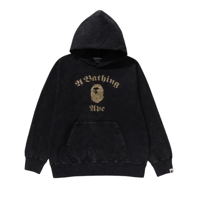BAPE A Bathing Ape Overdye Pullover Relaxed Fit Hoodie Black