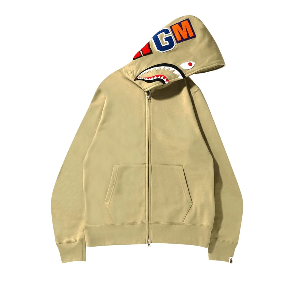 BAPE Shark Full Zip Hoodie Beige