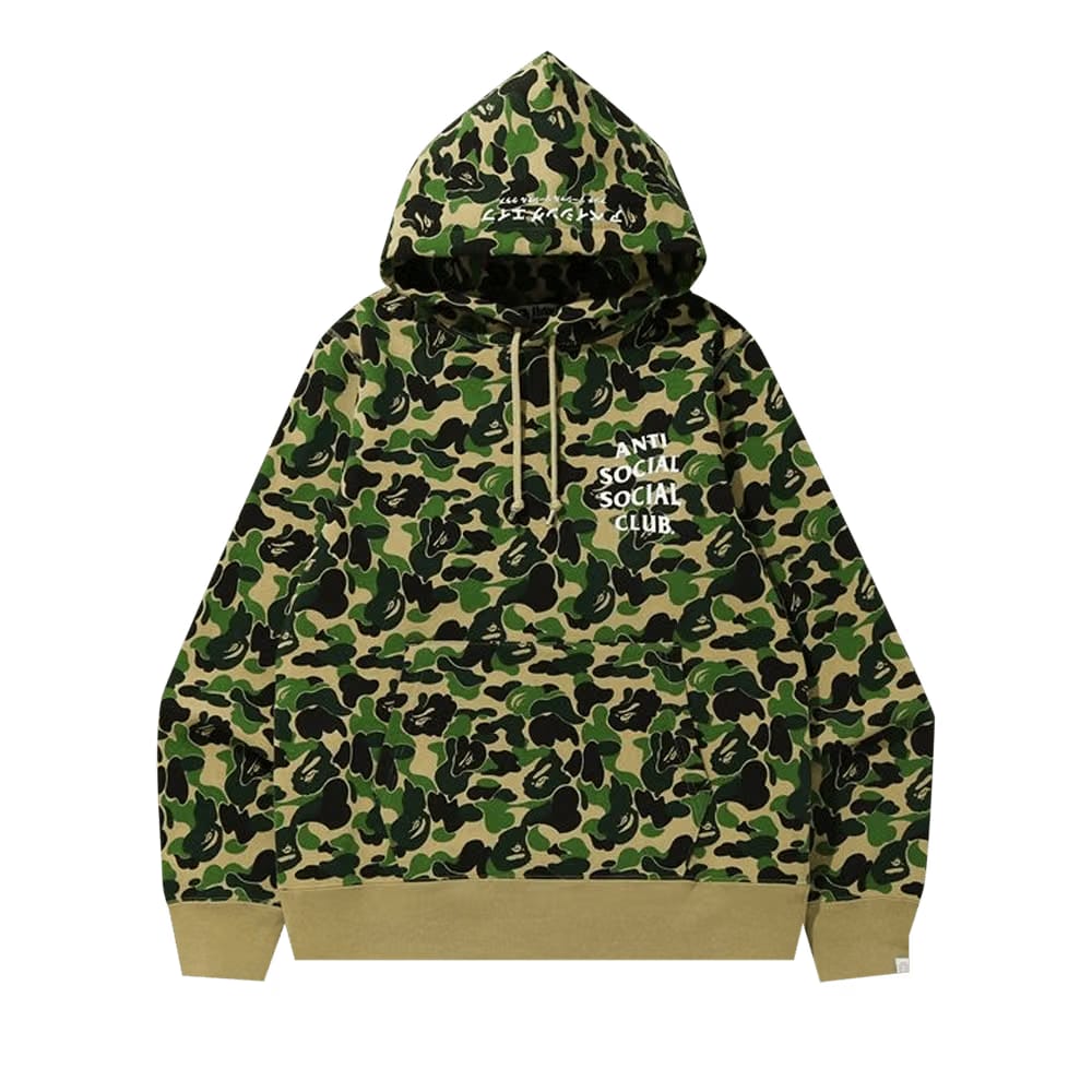 BAPE x Anti Social Social Club ABC Camo Pullover Hoodie Green