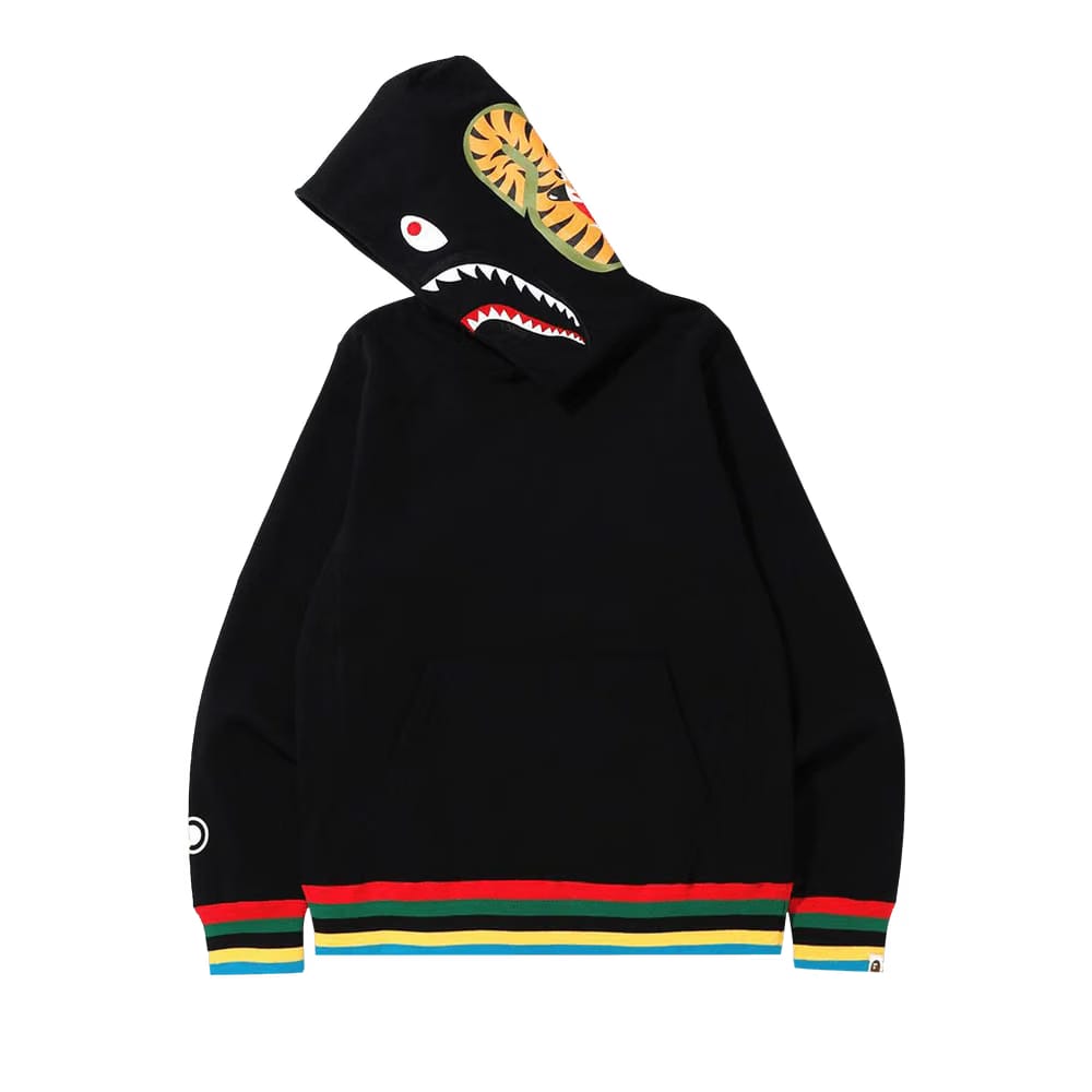 BAPE Shark Line Rib Pullover Hoodie Black