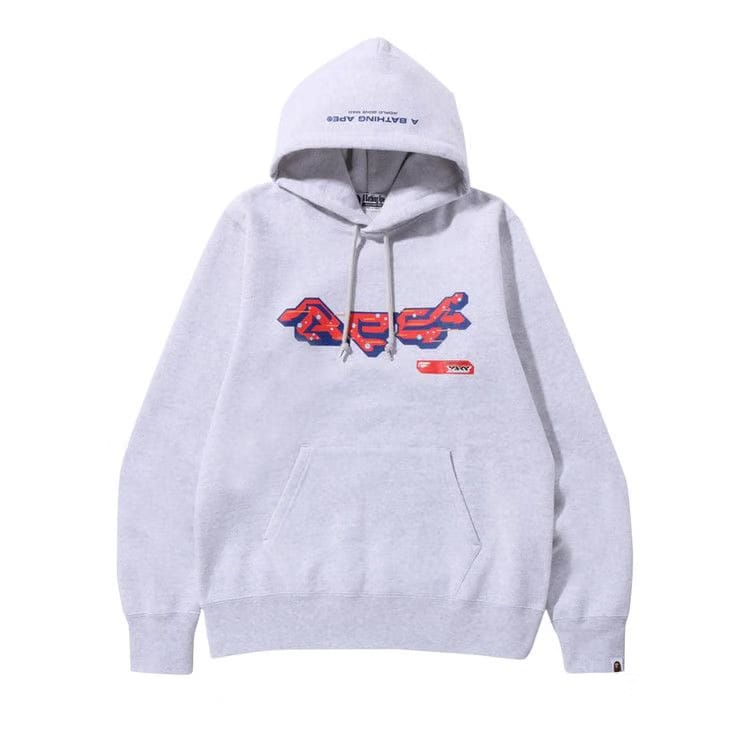BAPE Ape Graphic Pullover Hoodie Grey