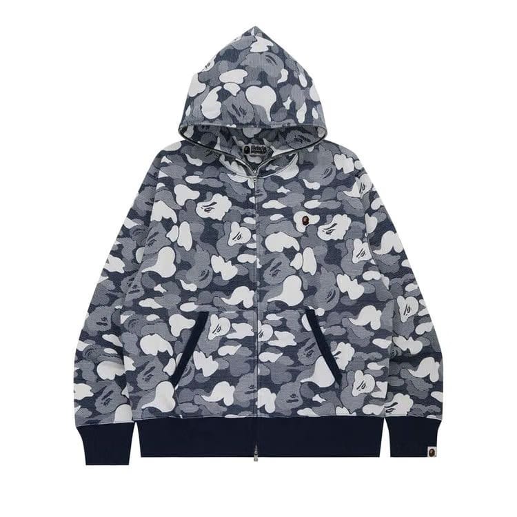 BAPE Stripe ABC Camo Relaxed Fit Full Zip Hoodie Navy
