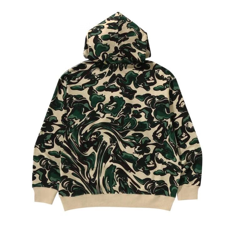 BAPE Marbling Camo Relaxed Fit Pullover Hoodie Green