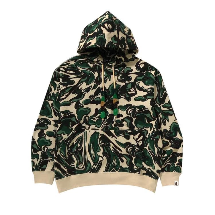 BAPE Marbling Camo Relaxed Fit Pullover Hoodie Green