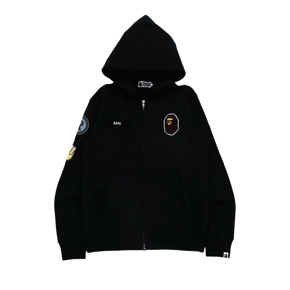 BAPE Military Patch Heavy Weight Zip Hoodie Black