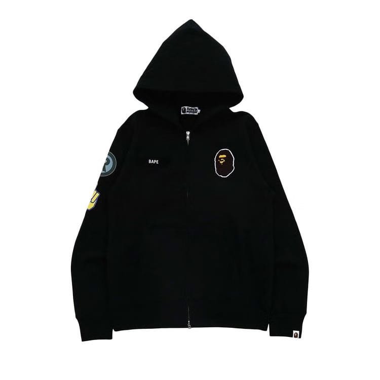 BAPE Military Patch Heavy Weight Zip Hoodie Black