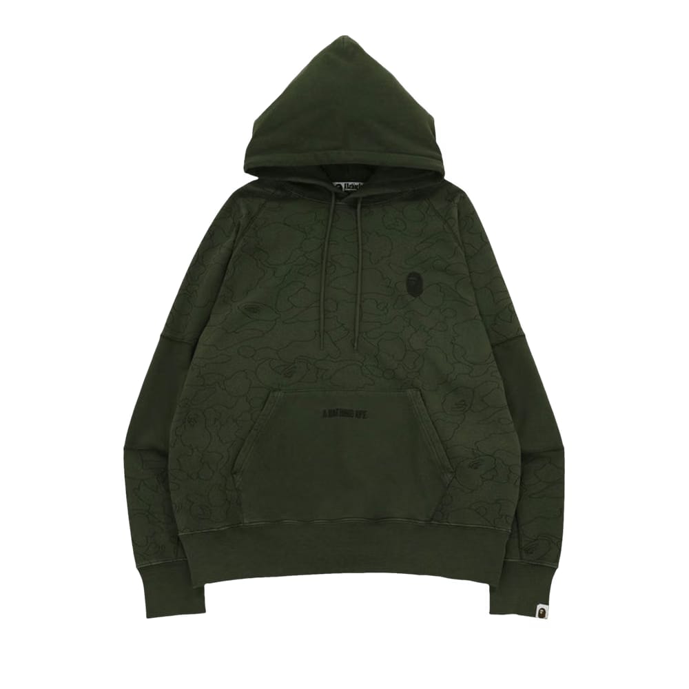 BAPE Line 1st Camo Washed Relaxed Fit Pullover Hoodie Olive Drab