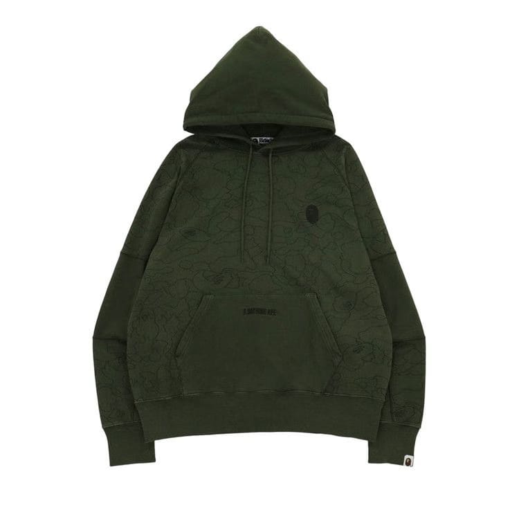 BAPE Line 1st Camo Washed Relaxed Fit Pullover Hoodie Olive Drab