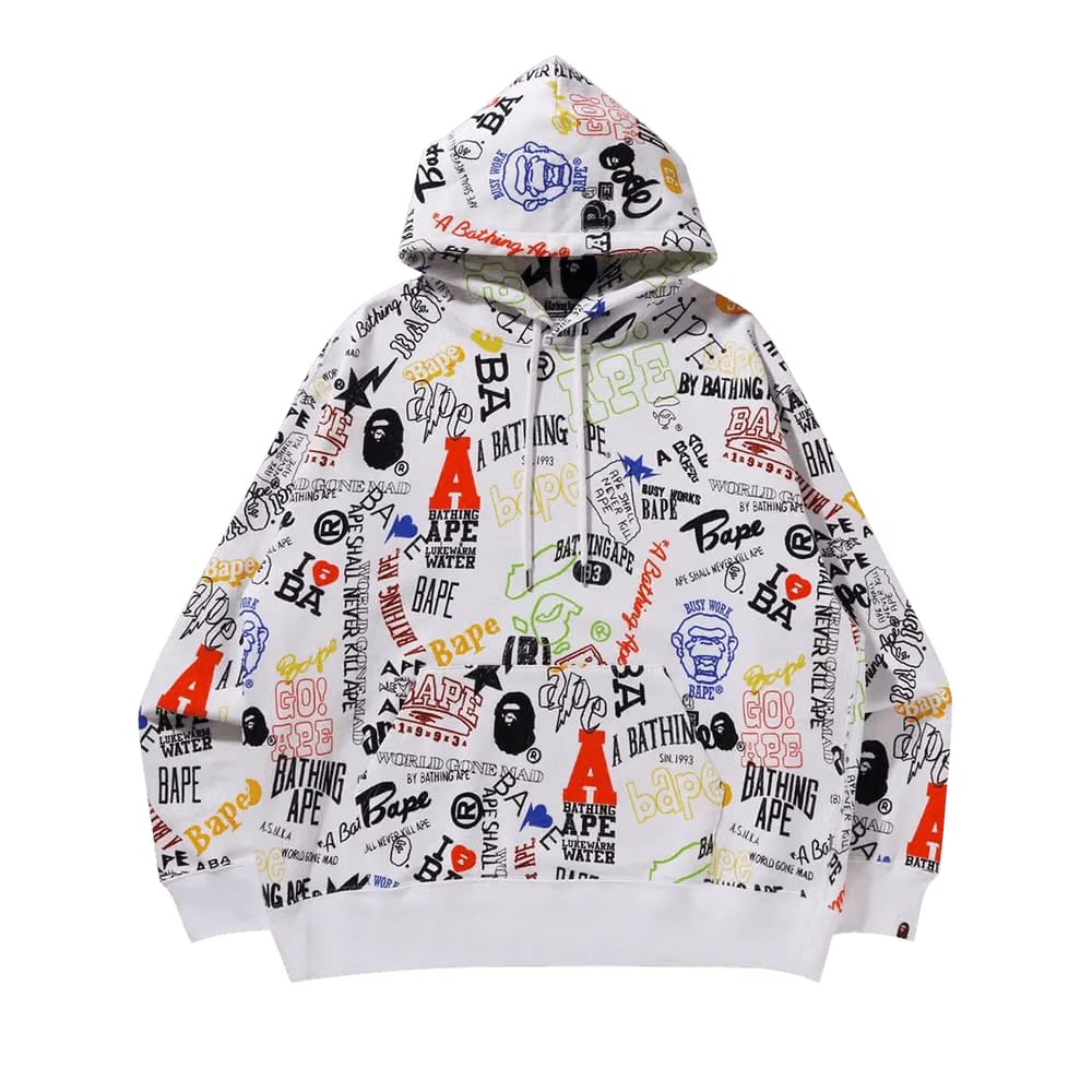 BAPE Hand Draw Pullover Hoodie White