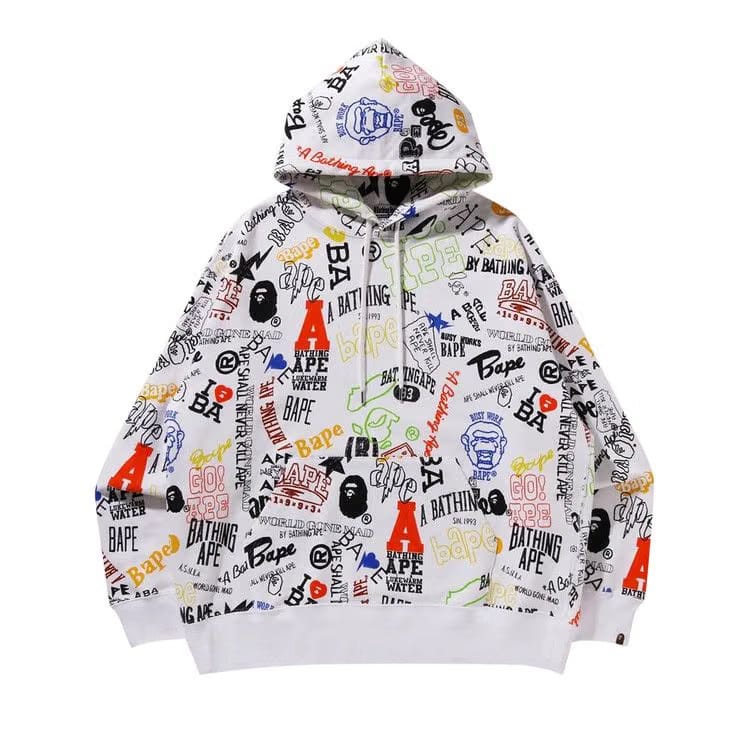 BAPE Hand Draw Pullover Hoodie White