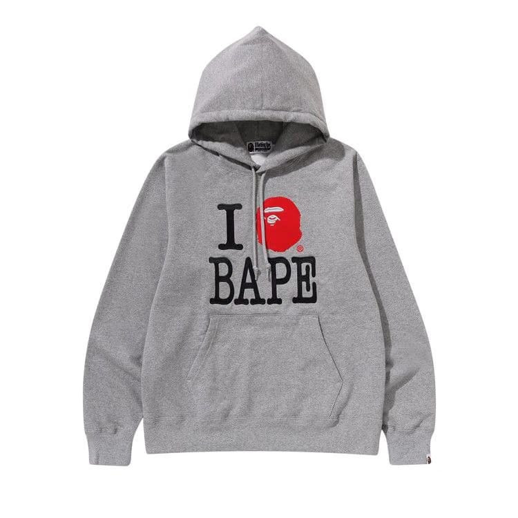 BAPE I Love BAPE Pullover Hoodie Grey