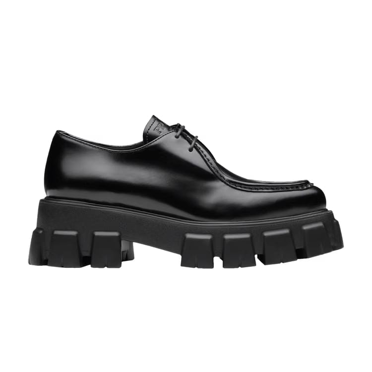 Prada Wmns Monolith Pointy Brushed Leather Lace Up 'Black'