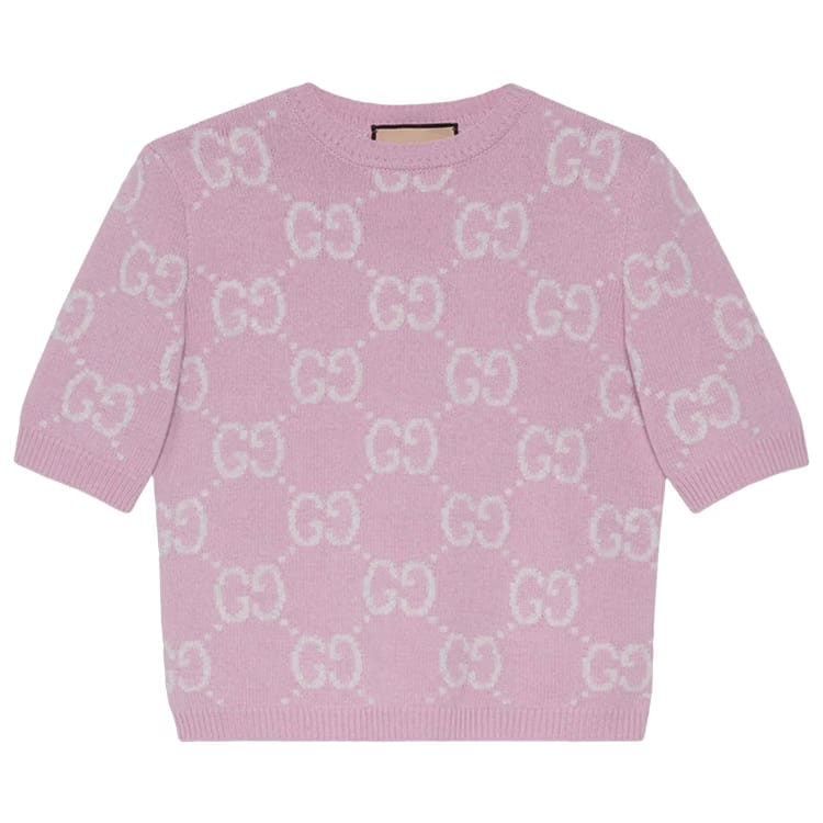 Gucci GG Knit Wool Cardigan Faded Rose