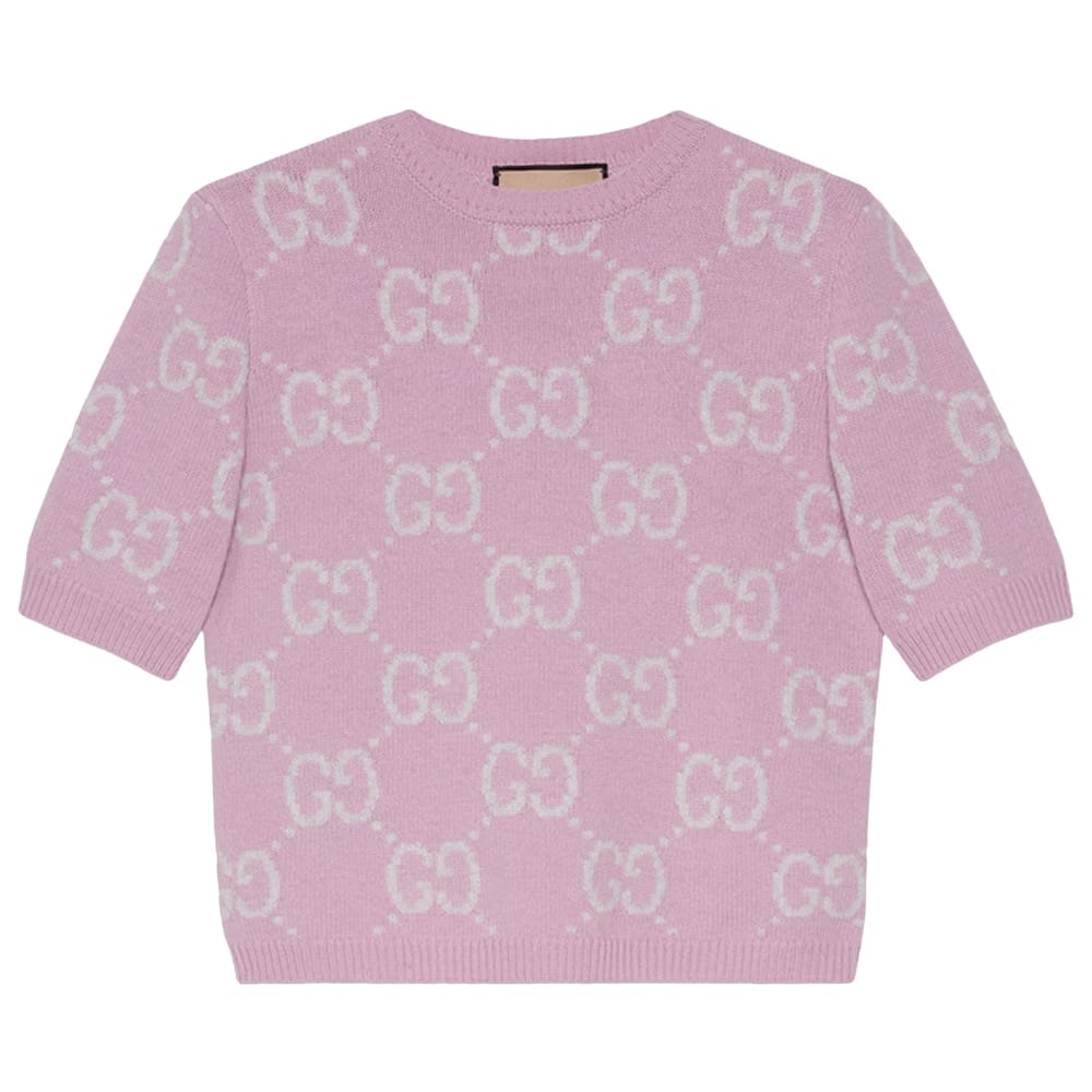 Gucci GG Knit Wool Cardigan Faded Rose