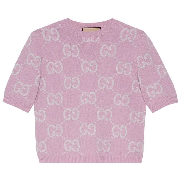 Gucci GG Knit Wool Cardigan Faded Rose