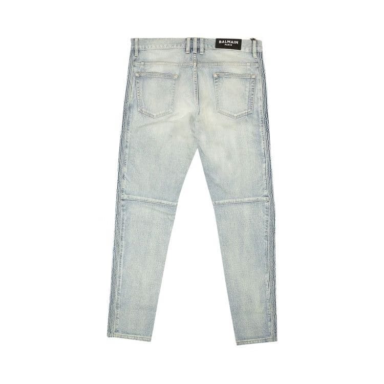 Balmain Ribbed Monogram Jeans Blue