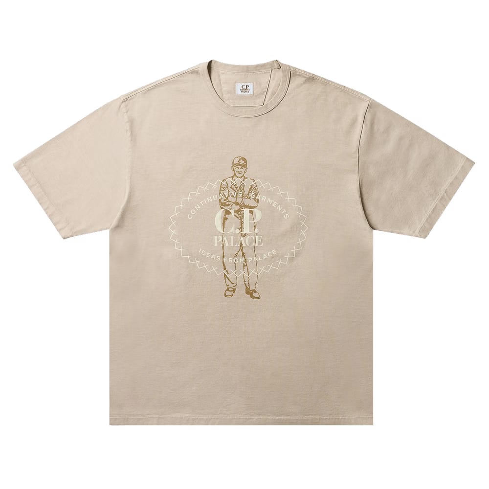 Palace x C.P. Company Mercerized Jersey 30/2 Twisted T-Shirt Stone