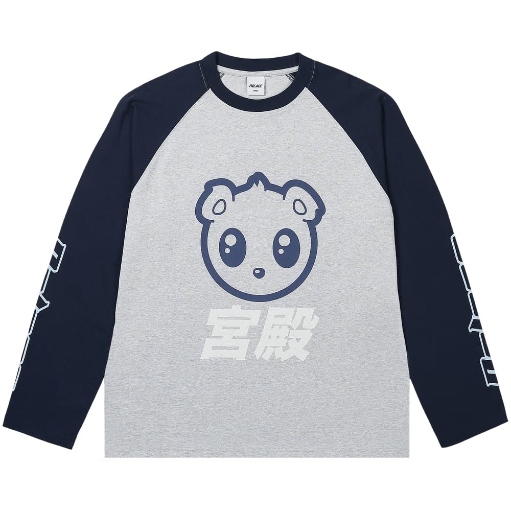 Palace Kawaii Raglan Long-Sleeve Grey Marl
