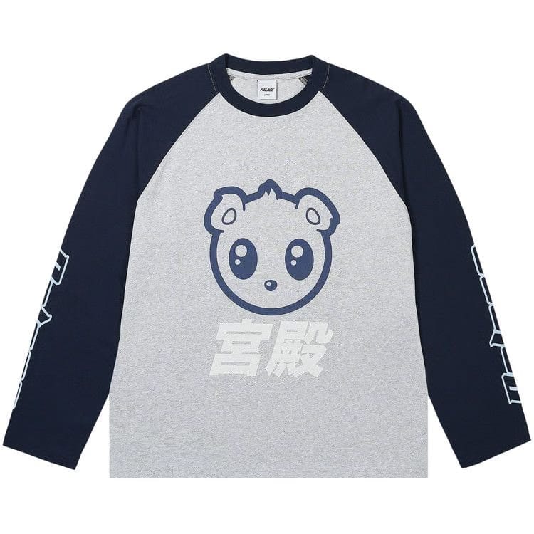 Palace Kawaii Raglan Long-Sleeve Grey Marl