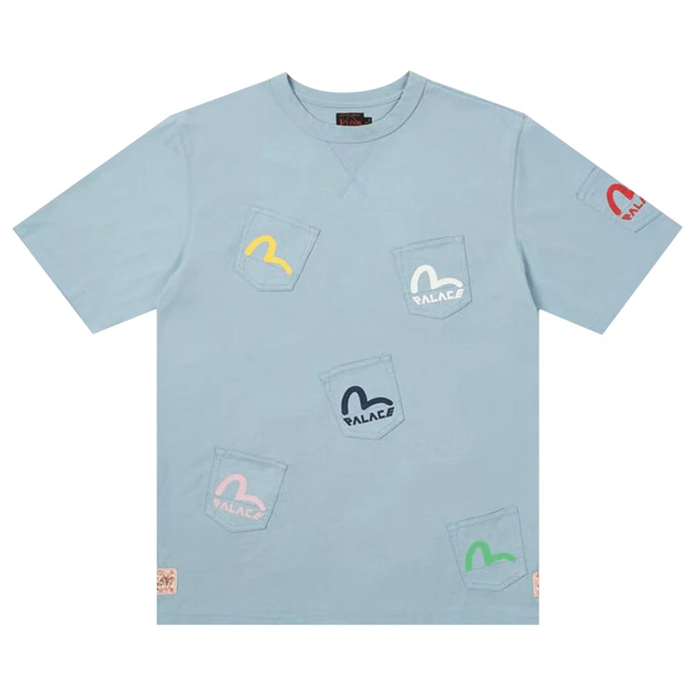 Palace x Evisu Multi Pocket T-Shirt Dusty Blue