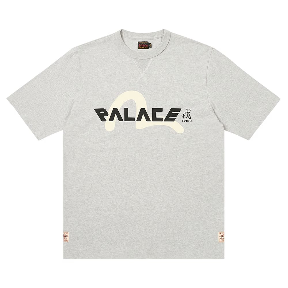 Palace x Evisu Logo T-Shirt Grey Marl