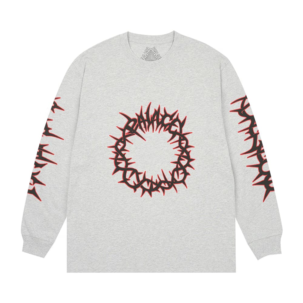 Palace Spiked Long-Sleeve Grey Marl