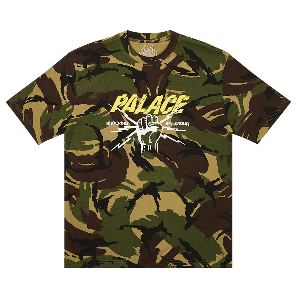 Palace Shocking Behaviour T-Shirt Woodland Camo