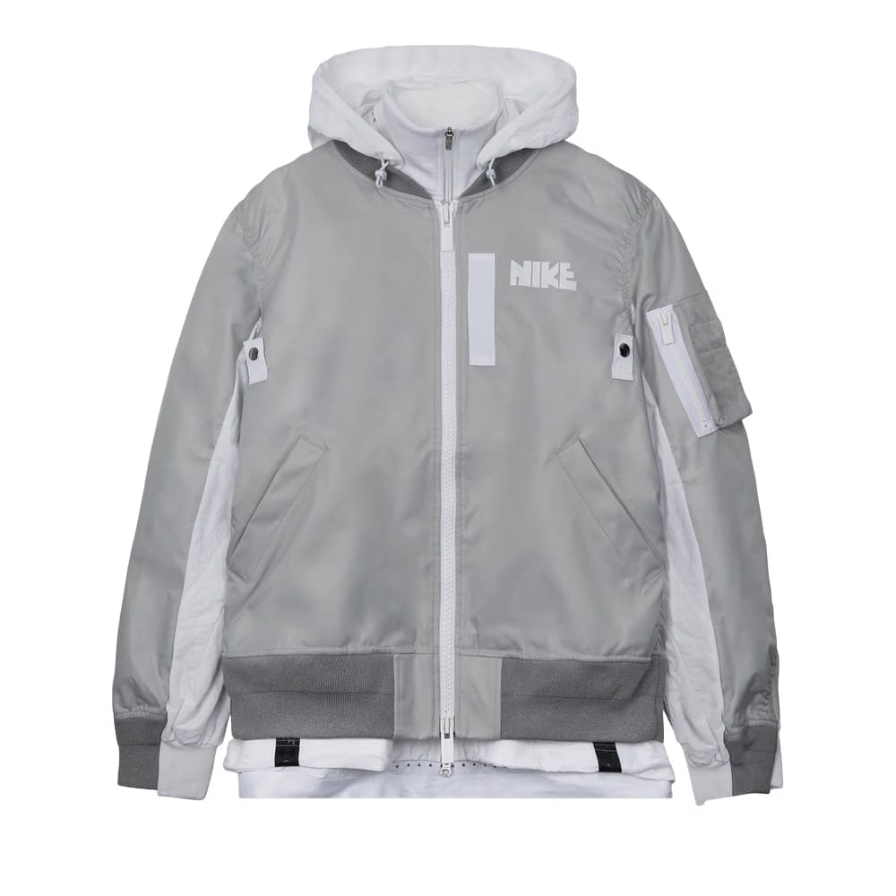 Nike x Sacai Layered Bomber Jacket Grey Fog
