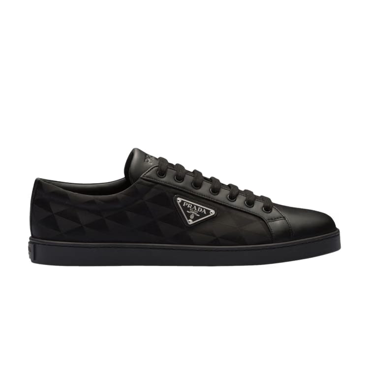 Prada Leather and Re-Nylon Sneaker Black Symbole Motif Pattern