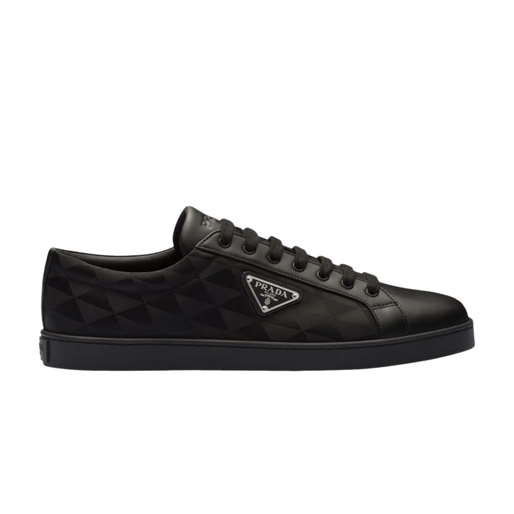 Prada Leather and Re-Nylon Sneaker Black Symbole Motif Pattern