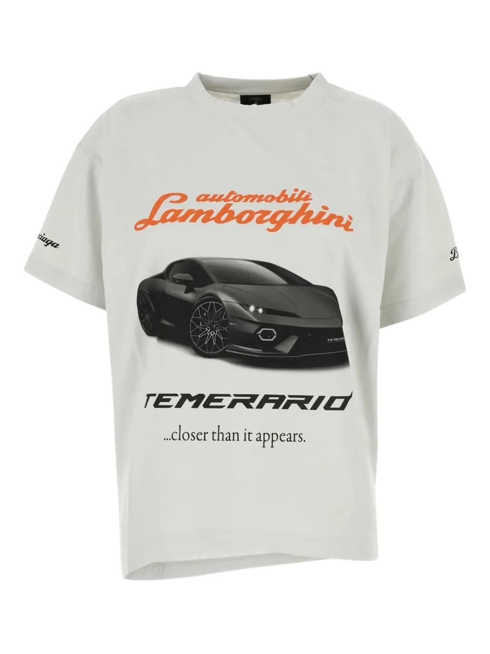 Balenciaga x Automobili Lamborghini-print asymmetrical T-Shirt White