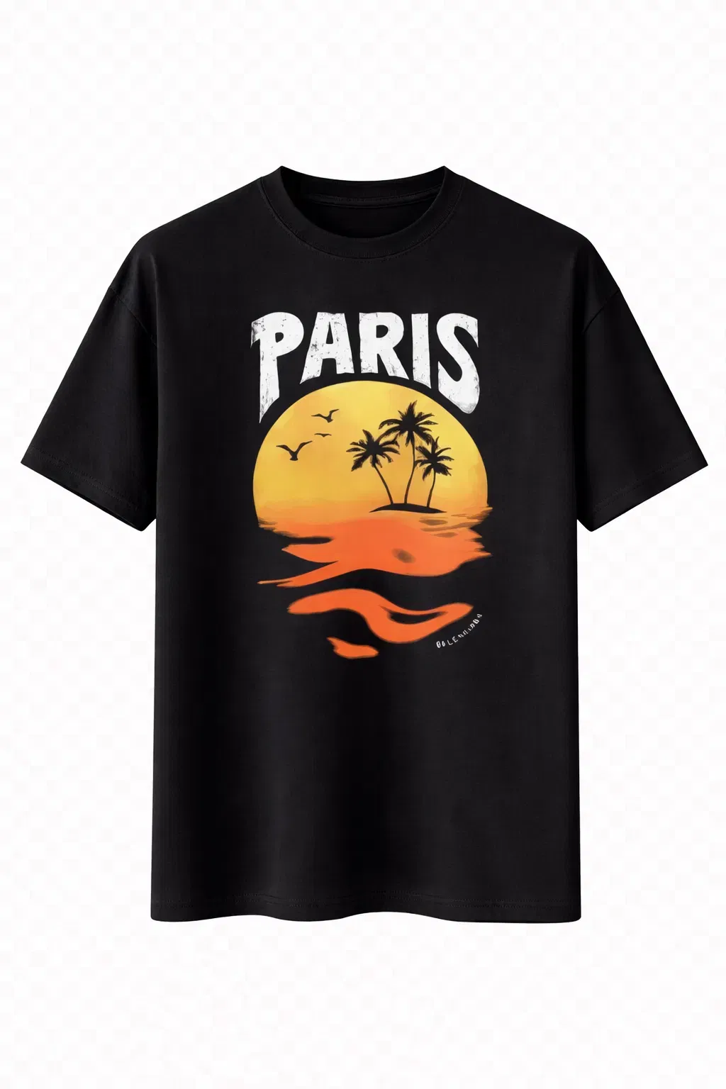 Balenciaga Paris Tropical T-Shirt in black with a sunset graphic