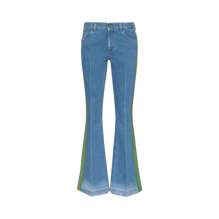 Gucci Contrast Side Stripe Denim Flare Pant Blue/Green