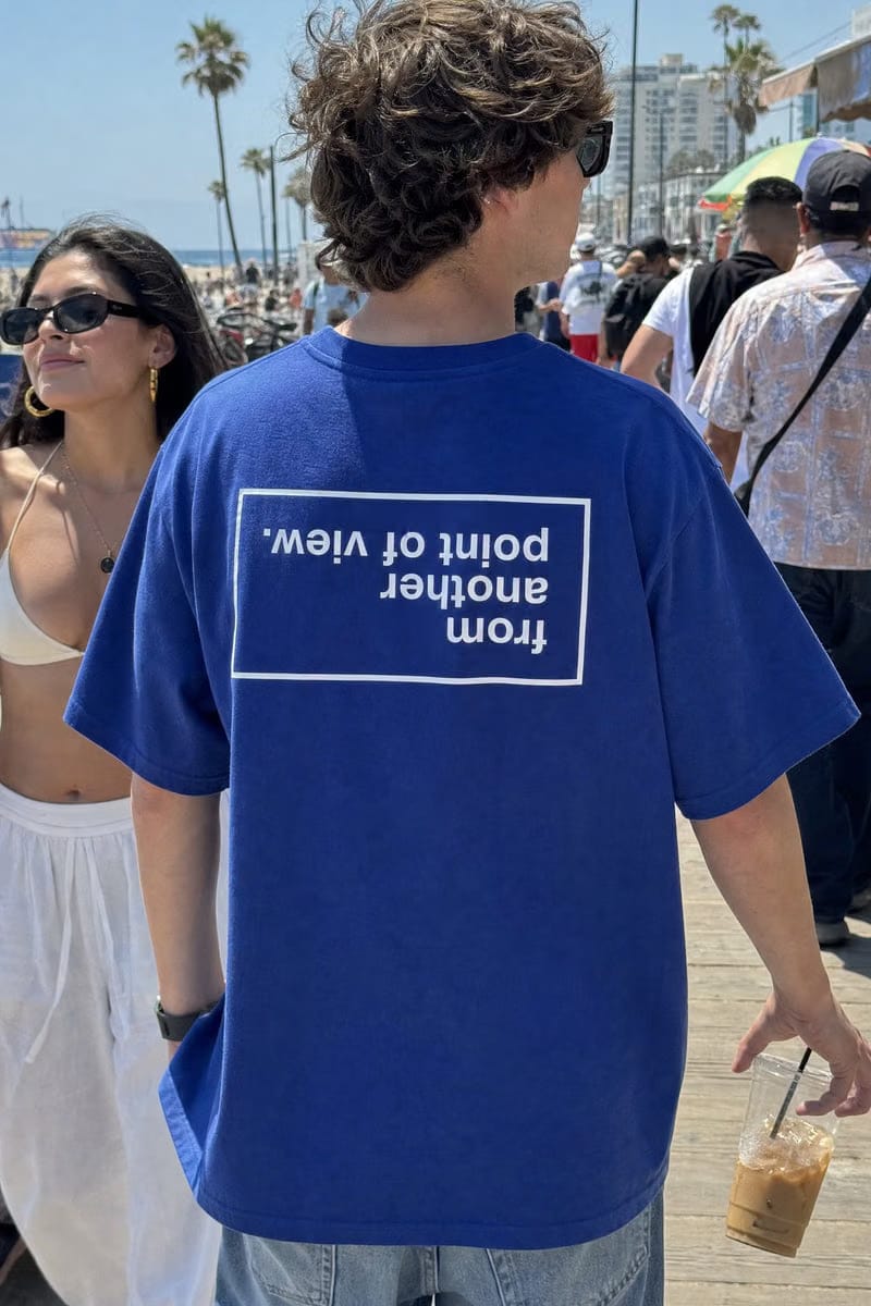 Off supply From another POV blue t-shirt