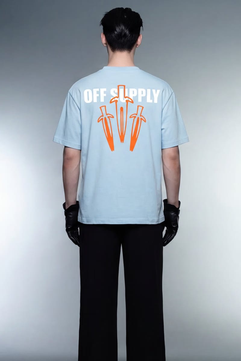 Off supply Orange Dagger light blue t-shirt