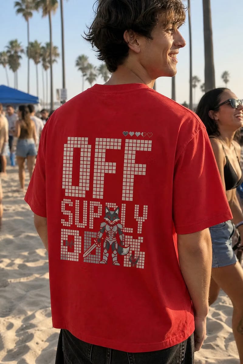 Off supply Pixel Warrior Red T-shirt