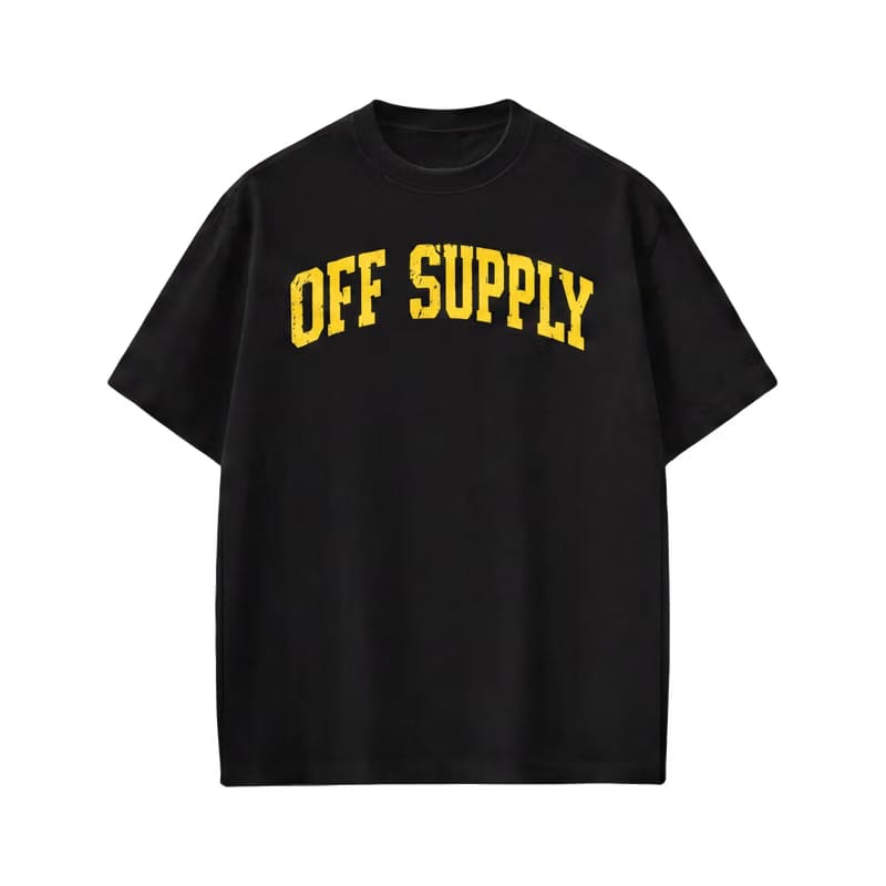 Off supply Varsity text Black T-shirt