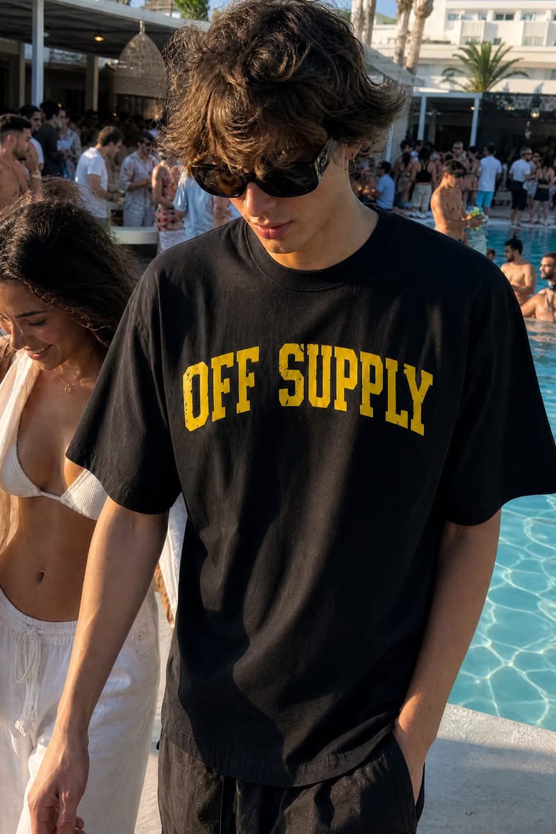 Off supply Varsity text Black T-shirt