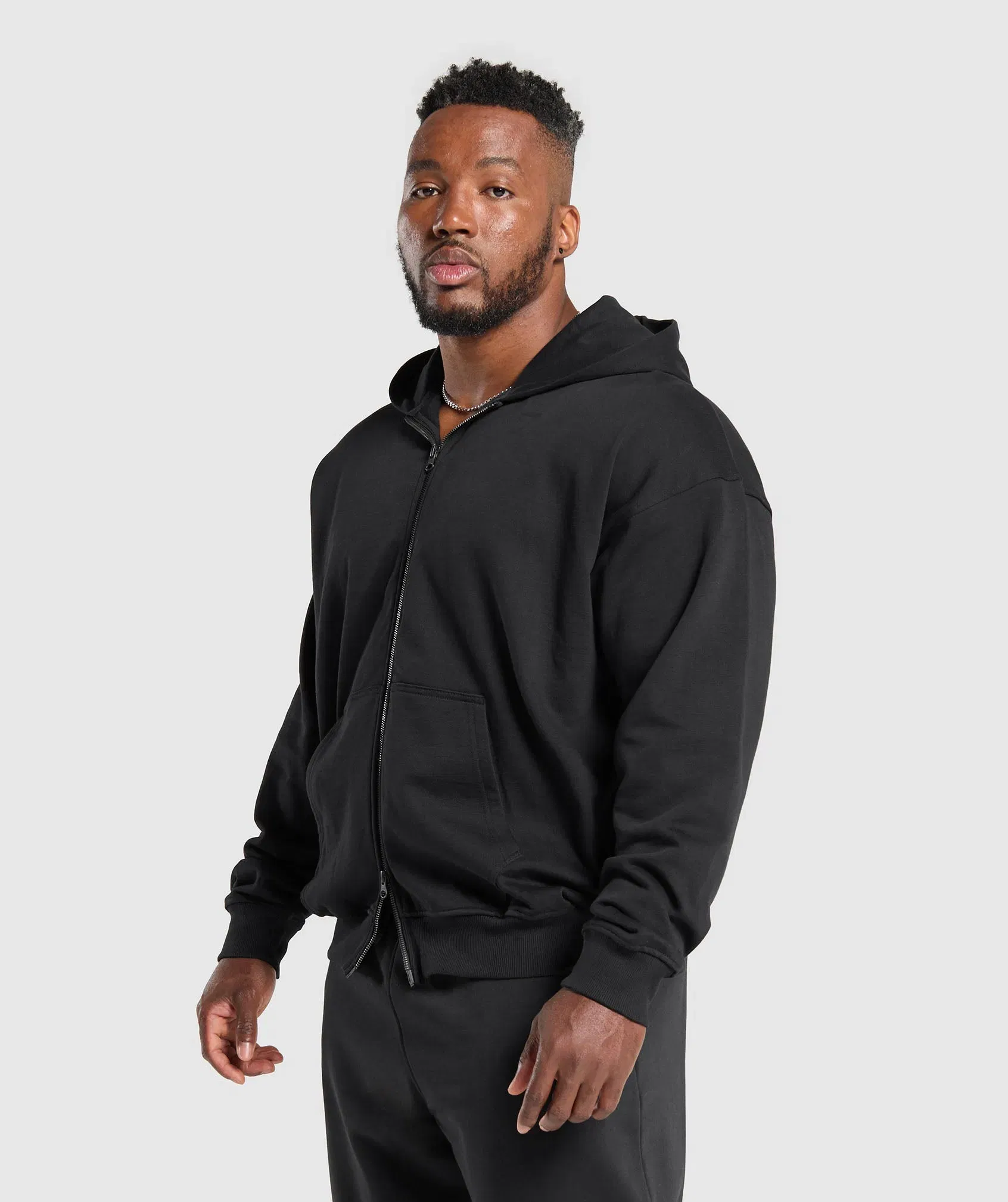 Power Zip Up Hoodie Black