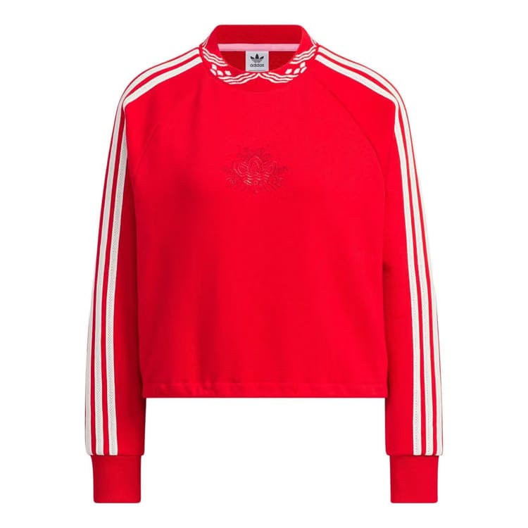 Adidas wmns Originals Jacquard Rib Crewneck Sweatshirt Asia Sizing Red
