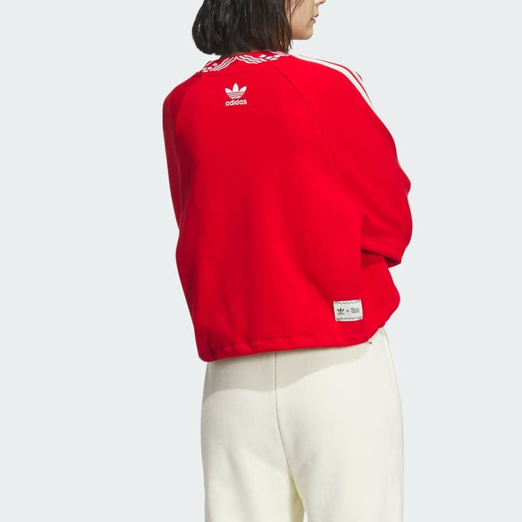 Adidas wmns Originals Jacquard Rib Crewneck Sweatshirt Asia Sizing Red