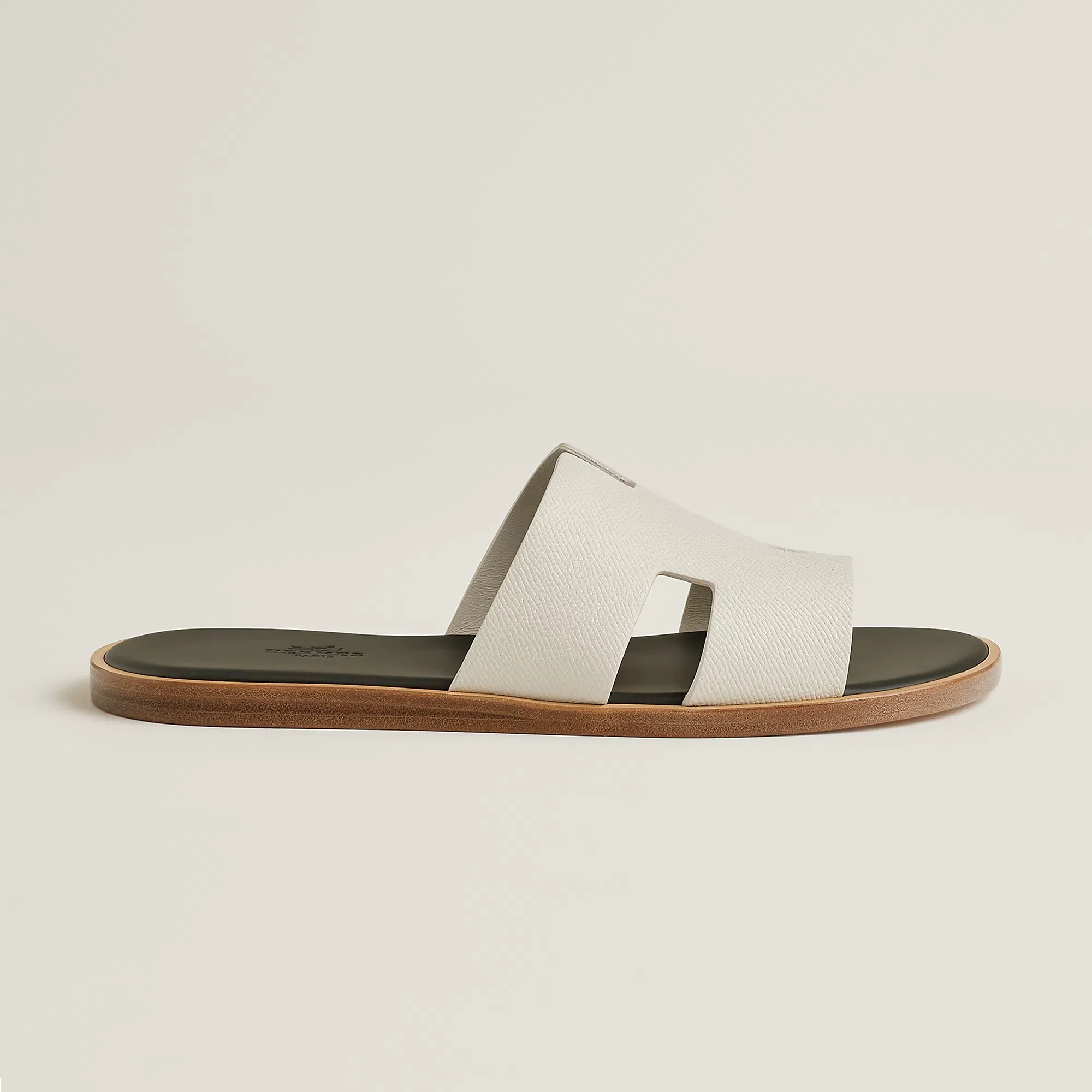 Hermes Izmir sandal beige glaise / vert forêt