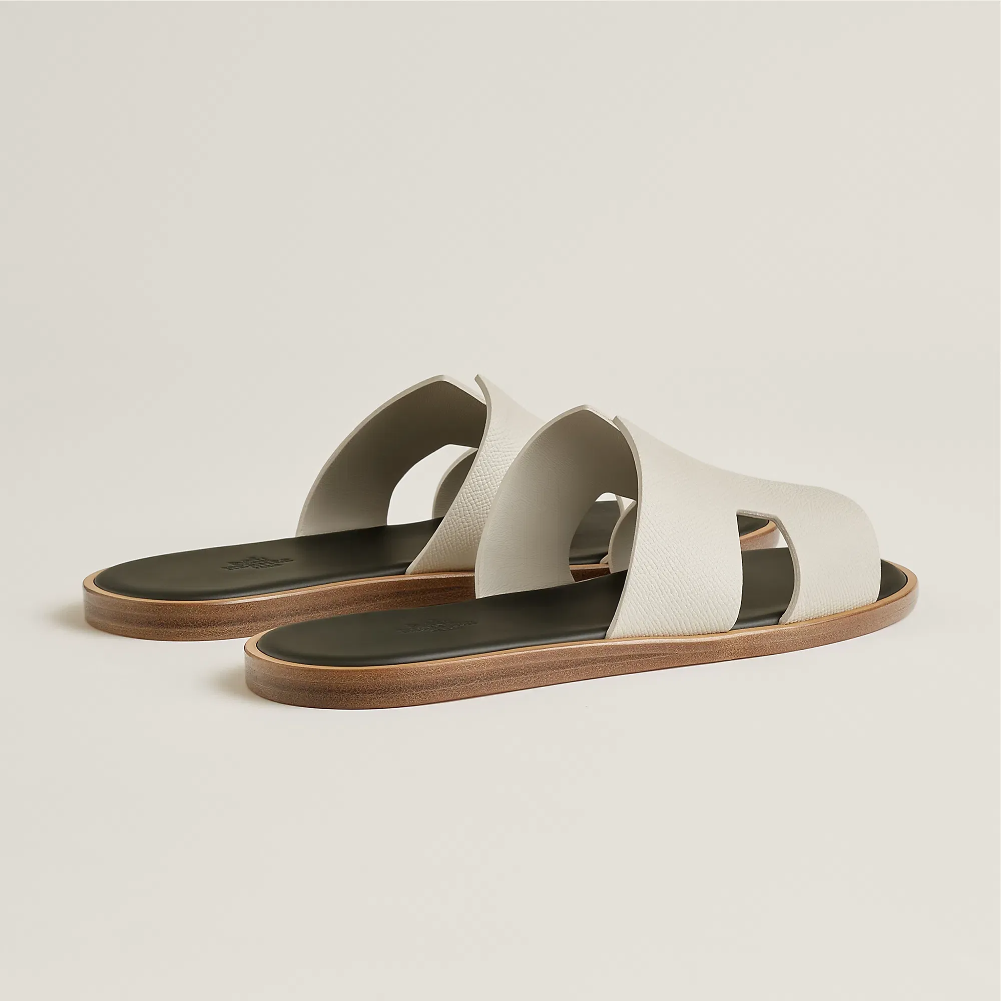 Hermes Izmir sandal beige glaise / vert forêt