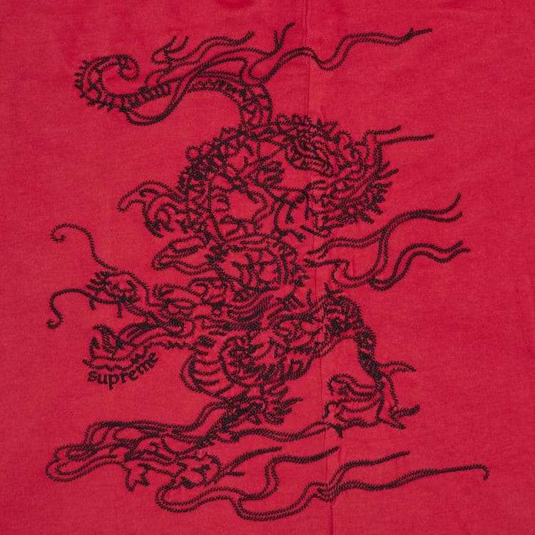 Supreme Dragon Embroidered Long-Sleeve Top Red