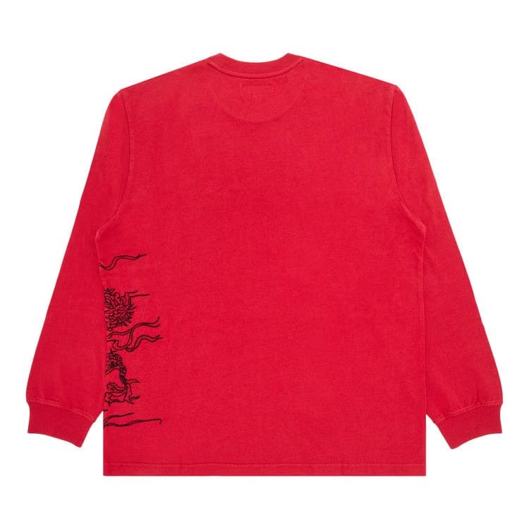 Supreme Dragon Embroidered Long-Sleeve Top Red