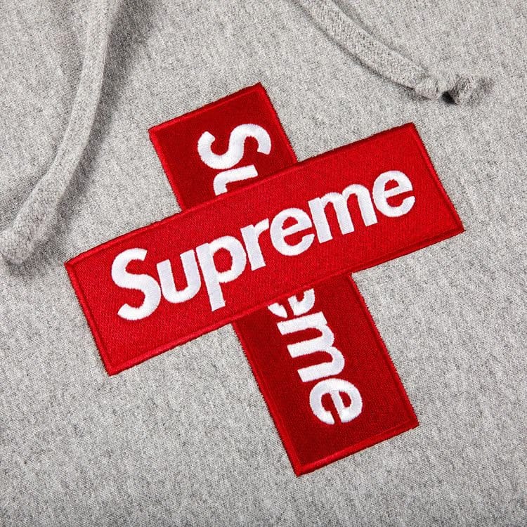 Supreme Cross Box Logo Hoodie Heather Grey